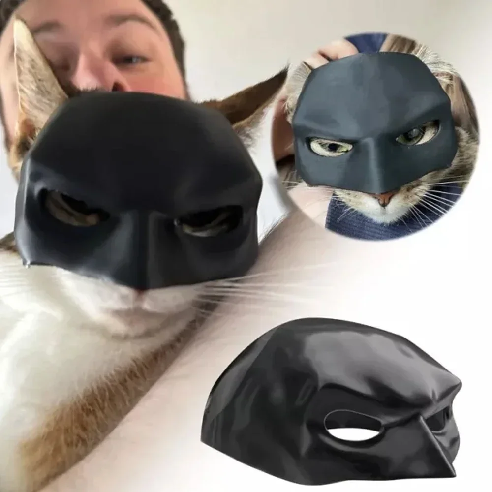 Bat Cat Avenger Mask, Black Matte Bat Mask Superhero Pet Toys, Cat Bat Pet Man Mask for Cat and Dogs Spooky Make-up Party Toy