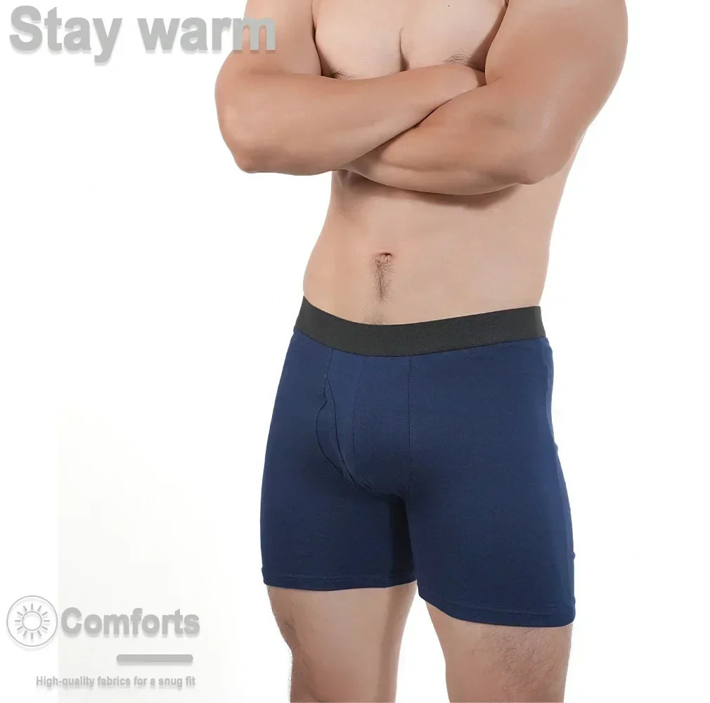 Men Mid-Long Boxer Shorts Sport Underwear Cotton Underpants Sexy Boxershorts Breathable Panties Large Boxers Hombre Mens Gifts 250303