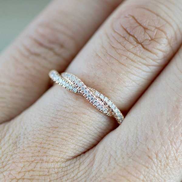 Couple Rings New twist rope Fried Dough Twists ring fashion micro set zirconium plated rose gold plated silver ring r5008 H25303