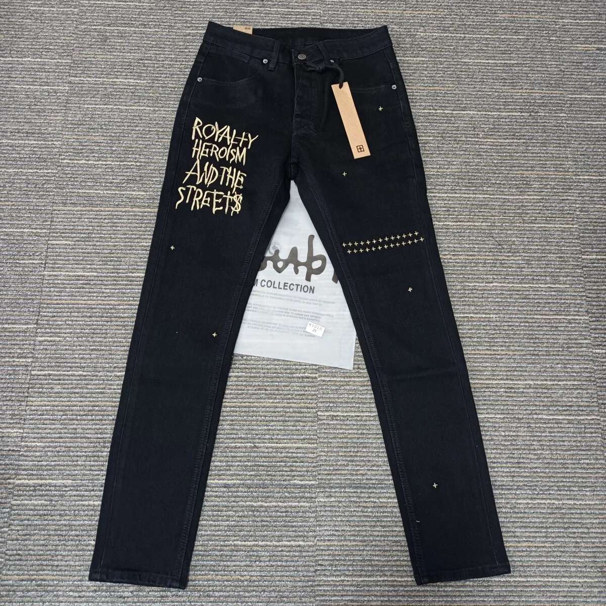 KSUBI Cross Brand Men Fashion High Street Black Letter Embroidery Stretch Skinny Jeans Daily Casual Hip Hop Pencil Pants
