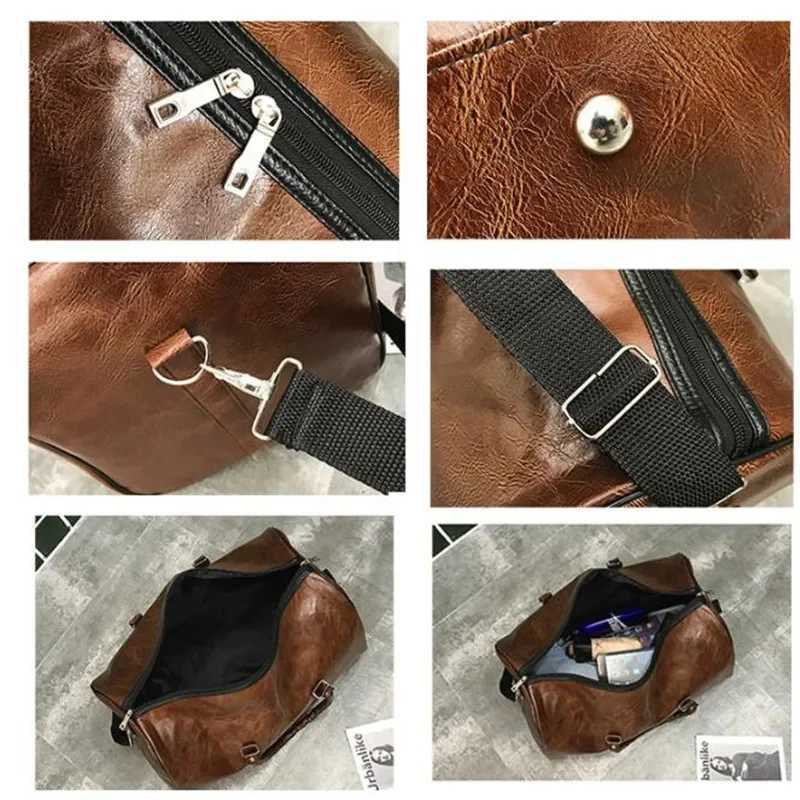 Leather Travel Bag Large Duffle Independent Big Fitness Bags Handbag Bag Luggage Shoulder Bag Black Men Fashion Zipper Pu Bag Y250304