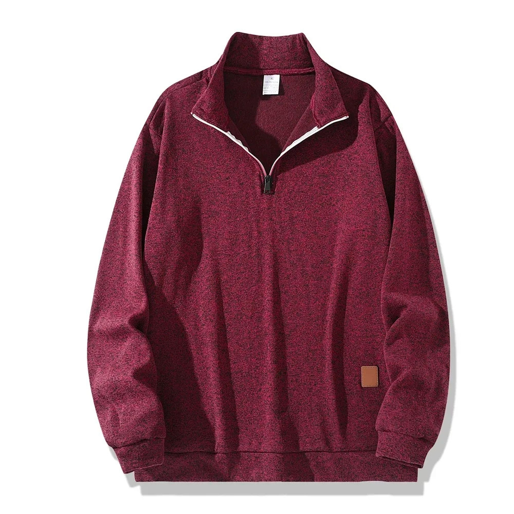 Mens Collar Sweatshirts Autumn Solid Color Half Zipper Hoodies Turtleneck Long Sleeve Pullover Warm Casual Outdoor Streetwear 250304