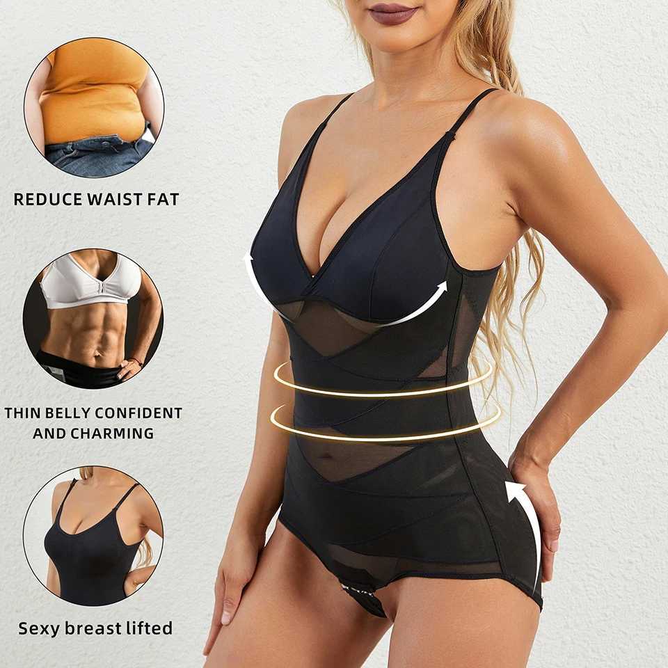 Womens shapewear cross compression abs shapewear underwear weight loss shapewear top deep V full shapewear abdominal controlXJ250304