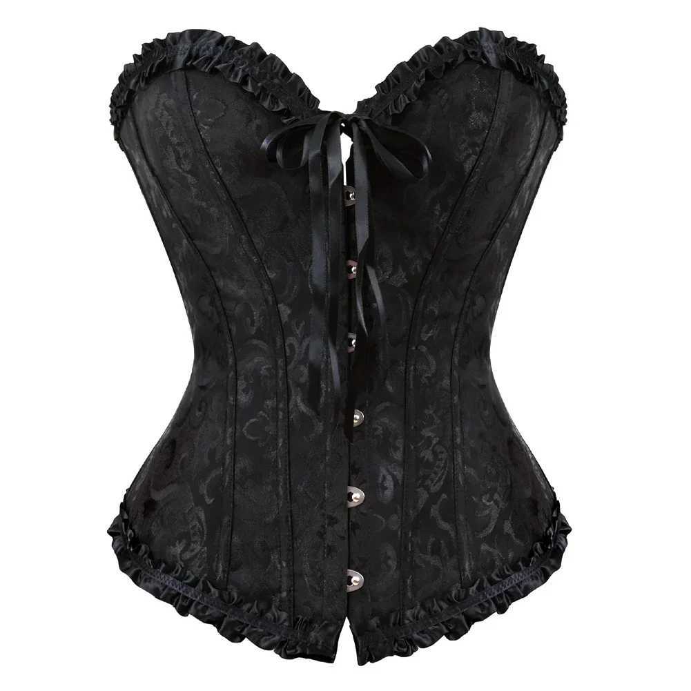 Corset Dress Gothic Floral Bustiers Burlesque Lace Up Corsets Skirt Set Showgirl Clubwear Comes Bachelorette Party ComesXJ250304