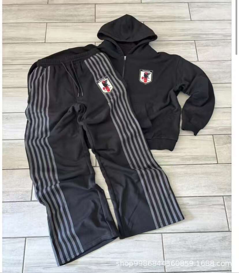 New full embroidery American youth trend, fashionable zippered hooded sweater suit, slim China-Chic gift for man