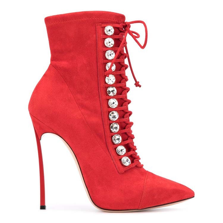 Instagram Fashion Show Plated Short Iron Heel Strap Women's Shoes Boots
