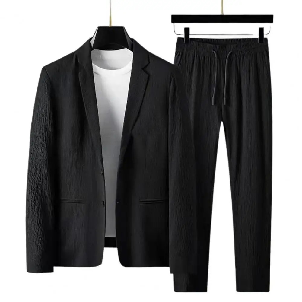 Spring Summer Fashion Suit Men Long Sleeve Highend Casual Slim Handsome Two Pieces Set Thin Jacket And Pants 250224