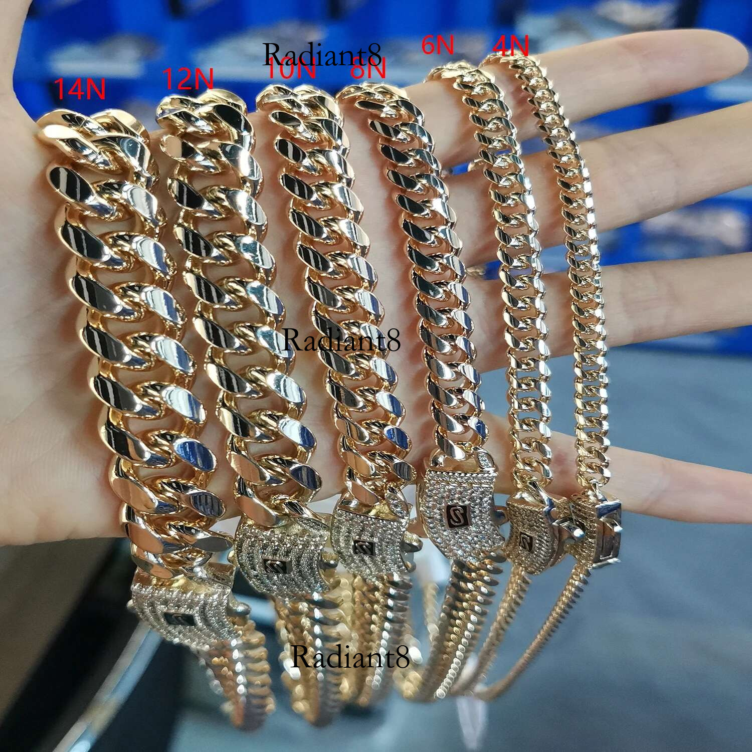 14K Fashion Monaco Chain 4N/6N/8N/10N/12N/14N/16N Trendy hip-hop men and women noble tail party decoration punk chain
