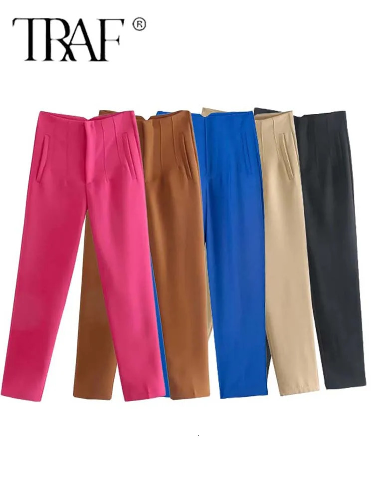 TRAF Pencil Women Pants High Waist Pants for Women With Seam Detail Streetwear Woman Ankle Trousers Autumn Office Wear Pant 250303