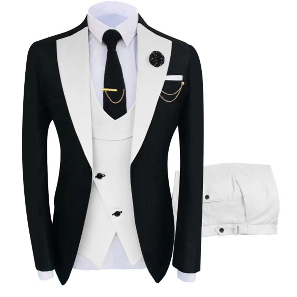 Costume Homme Clothing Party Stage Mens Suit Groomsmen Regular Fit Tuxedo 3 Peice Set JacketTrousersVest 250303