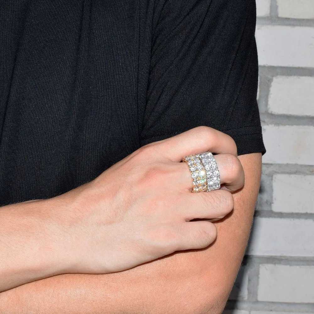 Couple Rings Wind hip-hop two row zircon ring real gold electroplating fashionable and personalized trendsetter ring H25303