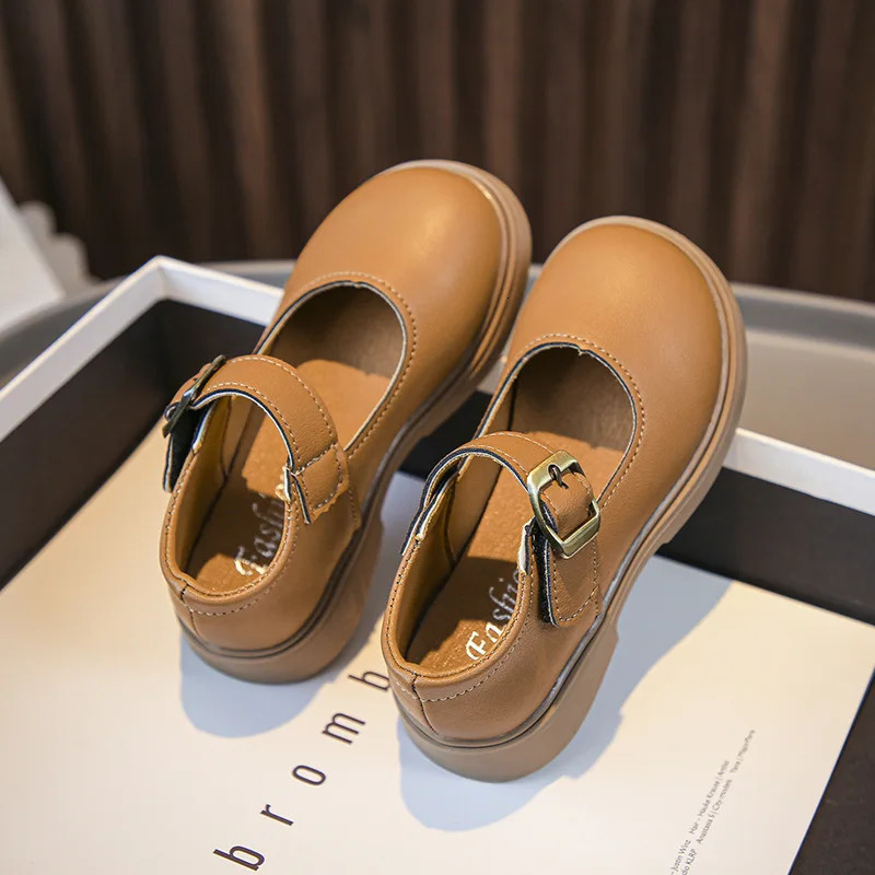 Boys Leather Shoes Soft Fashion Britain Style Black Baby Girls Casual Uniform School Children Versatile Loafer Simple 250303