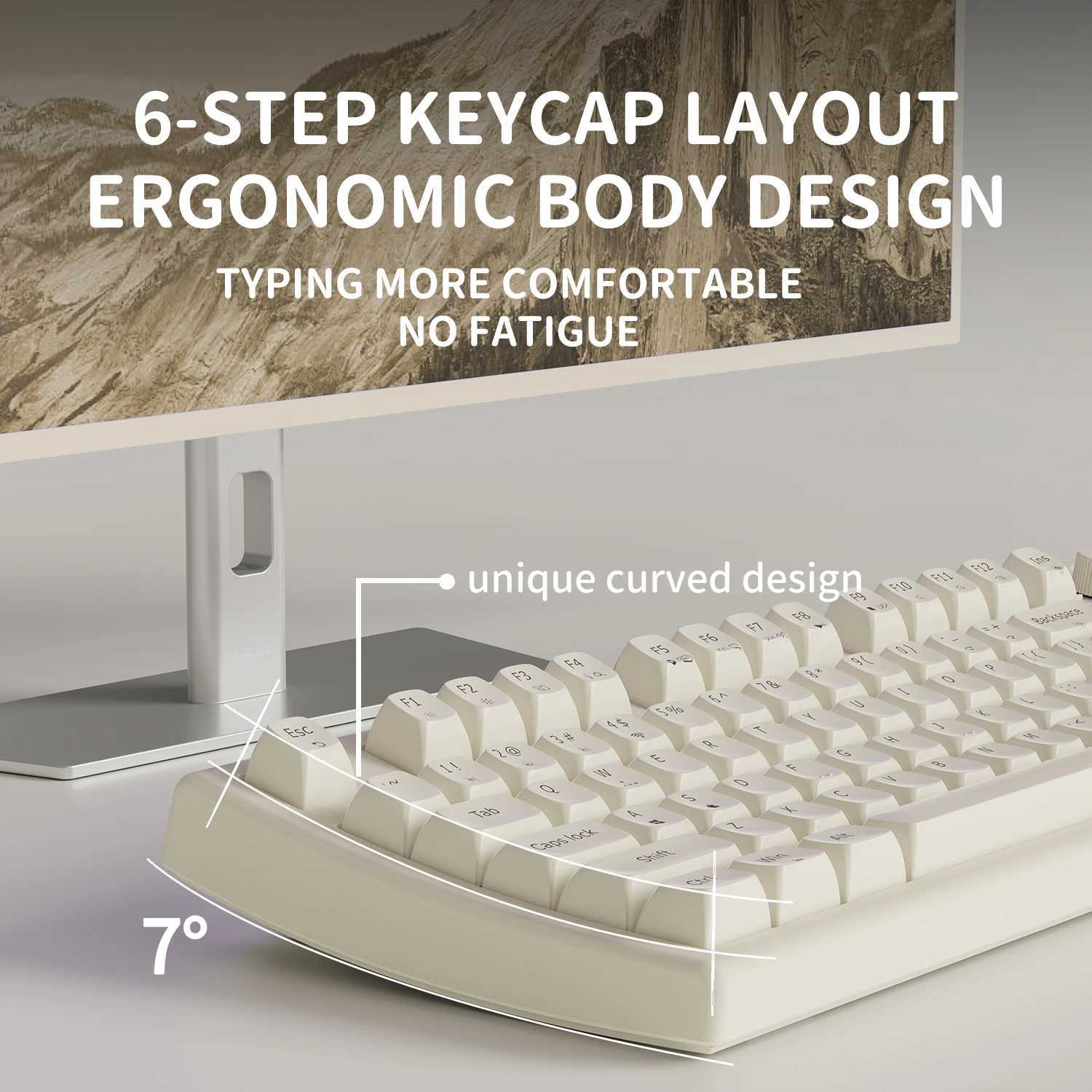 EWEADN V97 Cute Creamy Keyboard /2.4GHz Gaming Keyboard Wireless with RGB Backlit Rechargeable Quiet for PC Gamer Z250304