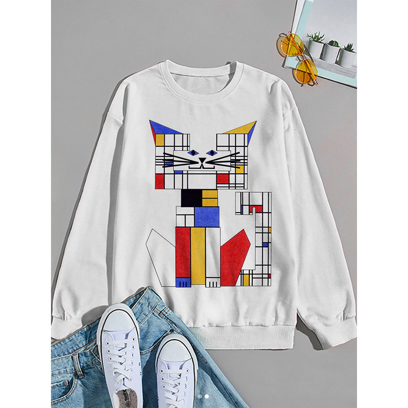 Women's T Shirts 3D digital printed women's autumn street trend round neck shirt top