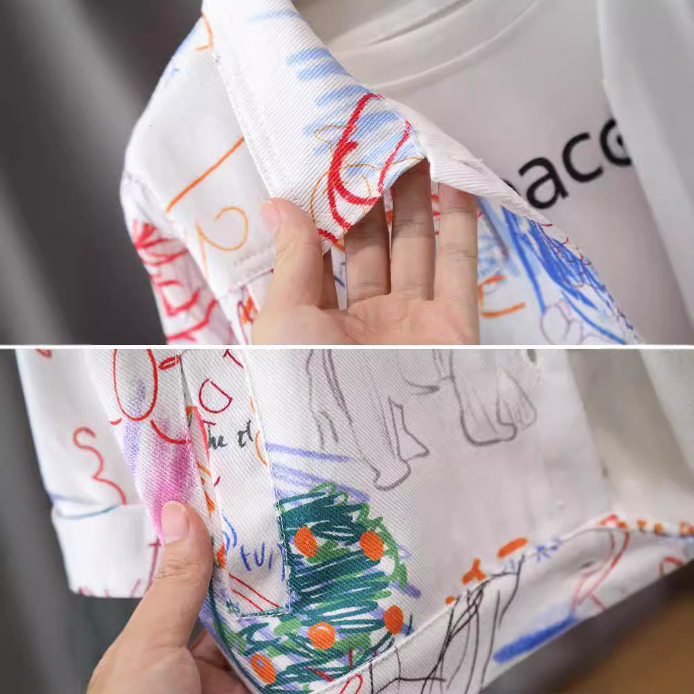 Ddmyshoesvip Boys Coat New Style Boys Graffiti Printed Jacket Baby Spring And Autumn Internet Famous Fashionable Top