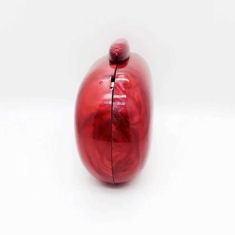 Luxury Designer Handbags Pearlescent Round Acrylic Evening Clutch Bags Wedding Party Vintage Red Chain Crossbody Bag Mini Wallet Z250303