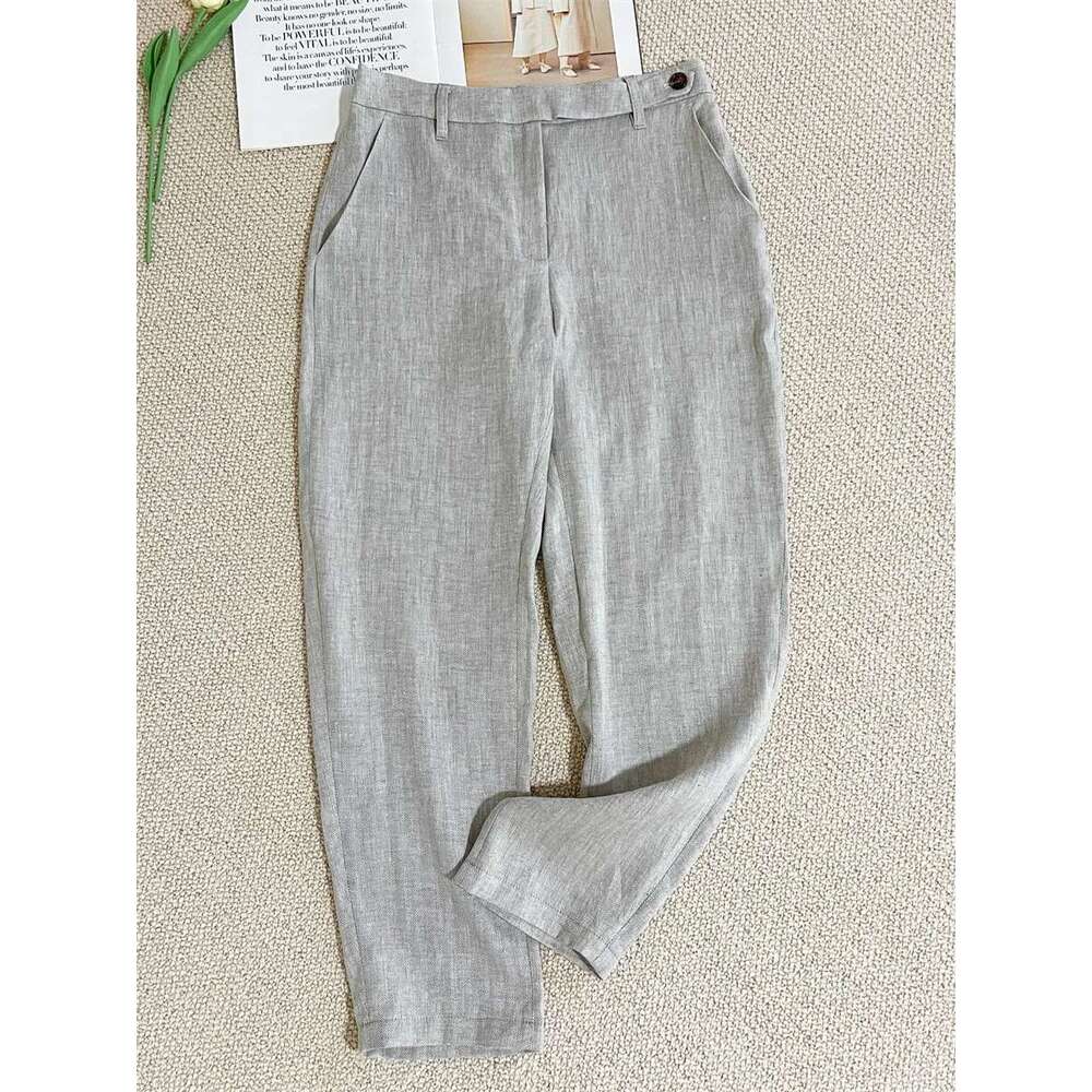 100% En Herringbone Pattern Set Women Double Breasted Sleeve Blazer Vest Or Long Pants Female Suit