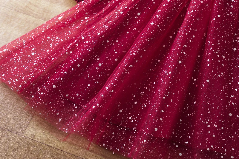 Sequin Girls Princess Party Dresses for 38 Yrs Kids Birthday Wedding Evening Prom Gown Spring Fall Long Sleeve Childrens Dress 250303