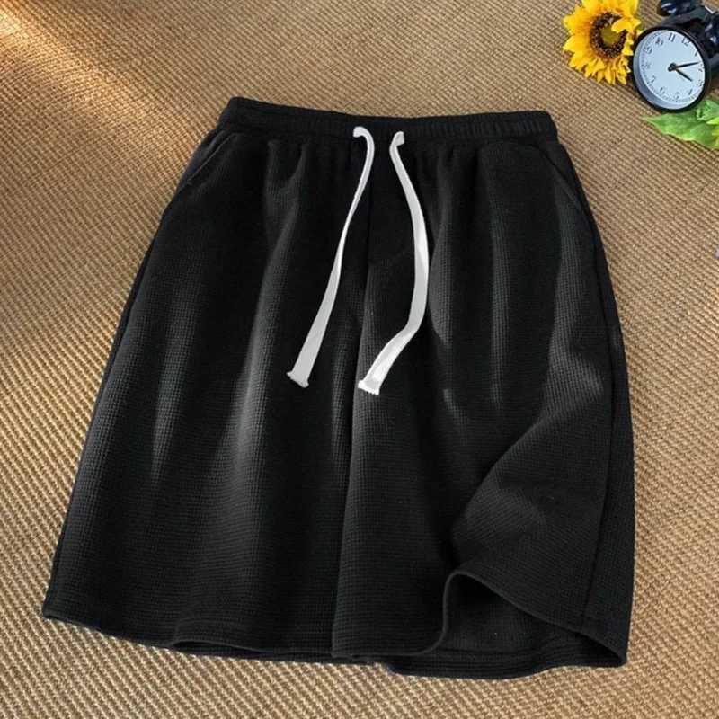 Simplicity Solid Color Loose Motion Pocket Mens Shorts High Quality Waist Drawstring Street Casual All-match Male ShortT250304
