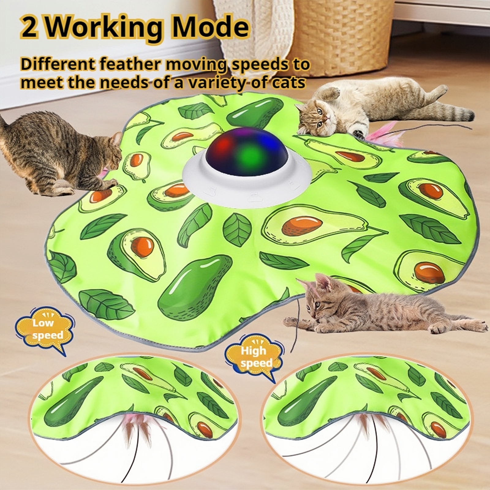 2025 Interactive Cat Toys Rechargeable,Moving Concealed Feathers,Rotating toys,Touch Activated Cat Kitten Toy Cat Exercise Toys