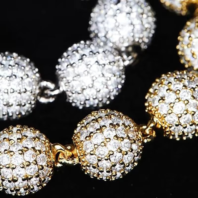 Pass Dia Tester Hip Hop Sterg Sier GRA Paved Iced Out 10mm VVS Moissanite Cuban Ball Beads k Chain for Men