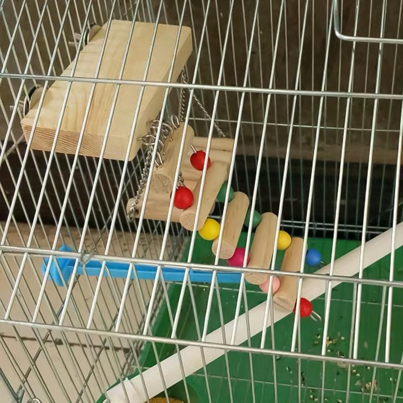 Parrot Swing Perch Bird Perches Swing With Climbing Ladder Parrot Chew Toys For Parakeets Cockatiel Lovebirds Conures Budgie