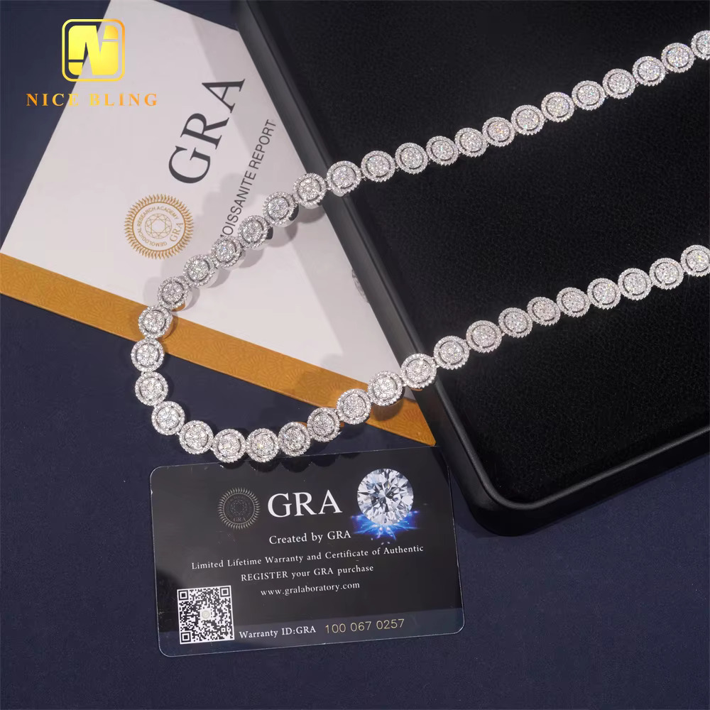 10mm Round Shape Cuban k Chain Hip Hop Jewelry Iced Out Dia Sterg Sier Moissanite Necklace Bracelet