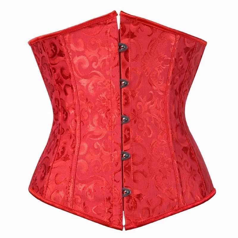 Womens Gothic Sexy Satin Underbust Corset Bustier Waist Cincher Slimming Body Shaper Corselete Lingerie Plus Size Party ClubwearXJ250304
