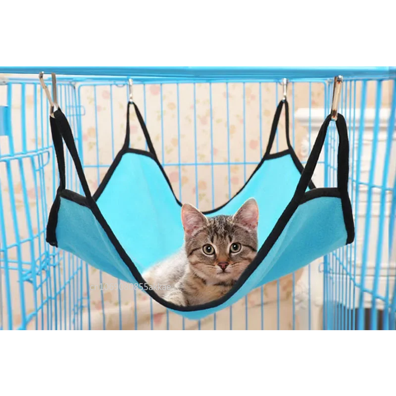Cat Hanging Hammock with Adjustable Straps Double-Sided Pet Cage Hammock Hanging Bed Resting Sleepy Pad for Small Pets 40x50cm