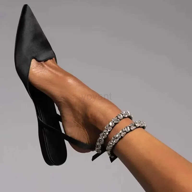 Wens Luxury Pointed Toe Flat Sandals 2025 Summer New Fi Solid Slippers Sexy Party Wedding Shoes for Wen Zapatos Mujer Z250304