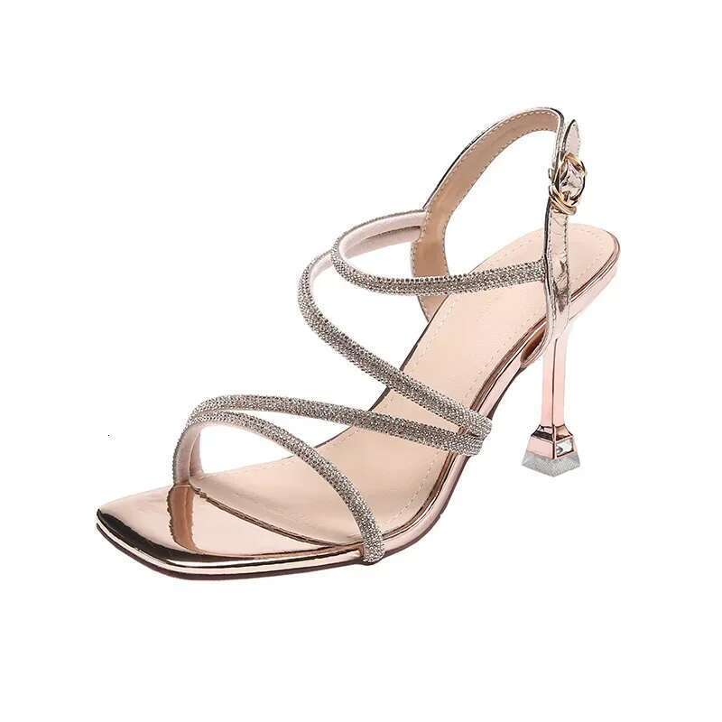 French Rhie 2025 Fashion Fine Heel Sandals Women's Summer New Fairy Style Thin High Heels Shoes