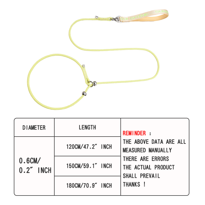 LL021 Strong Nylon Rope Leash Anti-Choking Anti-Pull and Outdoor Walking Training Lead for Small Medium Large Dogs