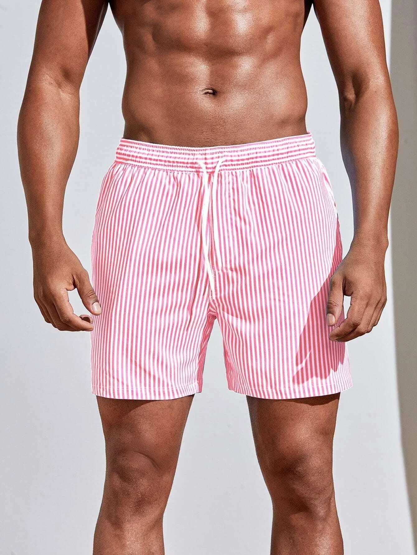 New 3d Line Splicing Mens Sports Shorts For Summer Casual Soft Personalized Breathable Holiday Polyester Beach Surfing ShortsT250304