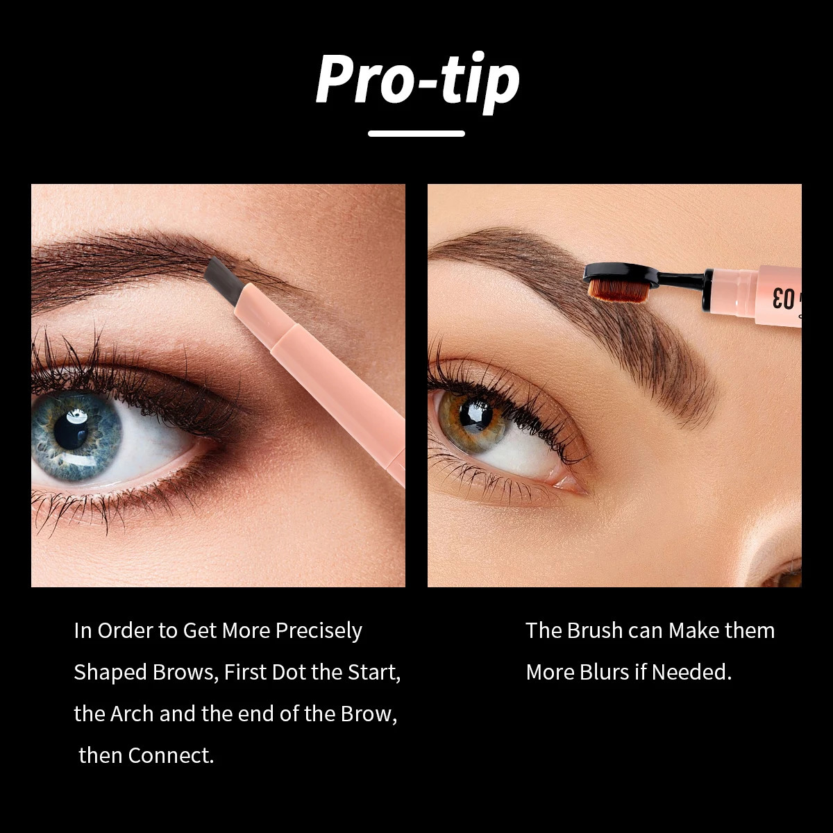 USHAS 4 Color Brow Pencil Long-lasting Waterproof Rotating Double-headed Eyebrow Pencil with Brow Brush 2 In 1 Eyebrow Cosmetics 250222