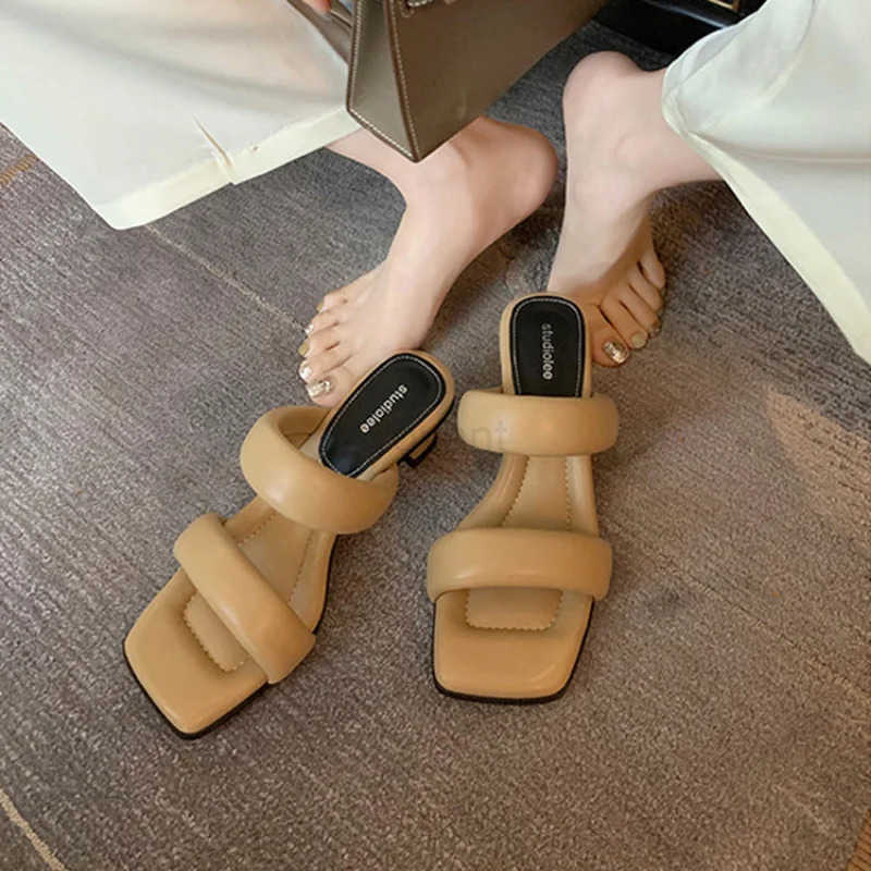 Fi Wen H SandalsNew Sheepskin Sandals Wen Outdoor Summer Middle Heel Slippers Thick Soles Cfortable Soft Shoes Z250304