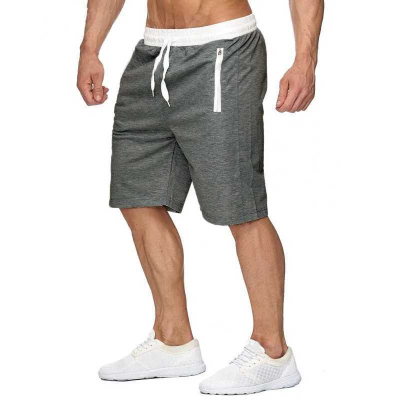 2024 Summer New Mens Sports Running Solid Color Drawstring Beach Shorts Thin Zipper Pocket Loose Casual Straight Leg PantsT250304