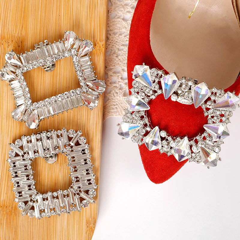 1Pcs Detachable Womens Shoes Metal Decorative Shoe Clip Shoe Clip DIY Accessories High Heels Jewelry Bride Wedding Shoes 250218