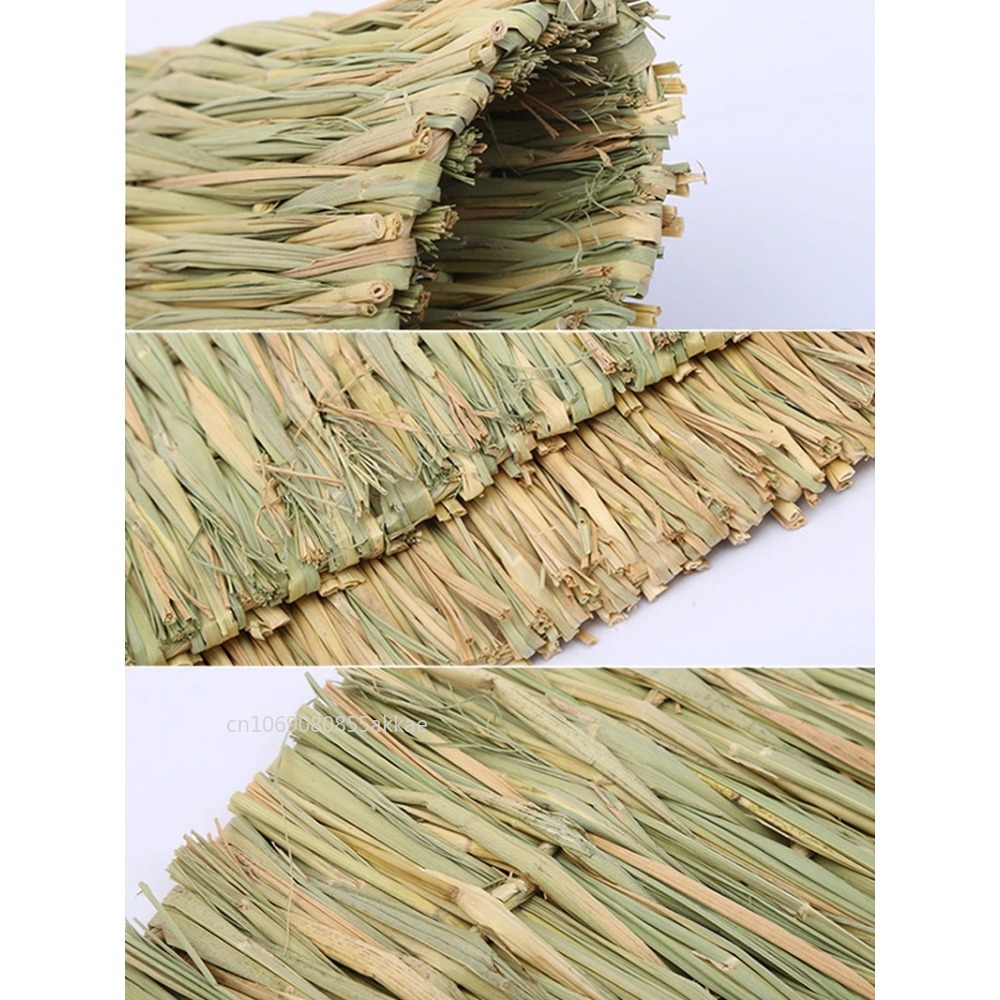 S/L Rabbits Grass Mat Small Animal Woven Hay Mat Natural Straw Bedding Resting Cage Mat for Bunny Guinea Pig Chinchilla Hamster