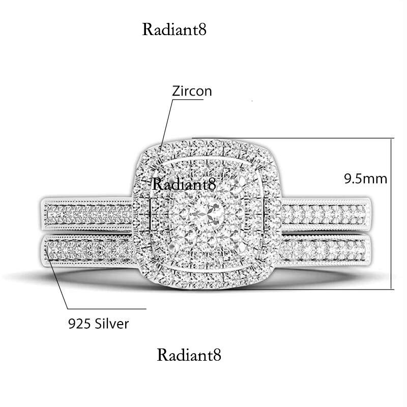 Szjinao 2pcs Moissanite Ring Set For Woman Original Sier Wedding Jewelry Engagement Ladies Anniversary Gift Trend
