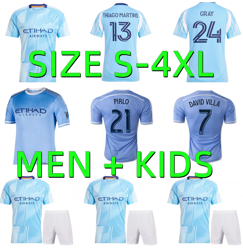 2025 2026 New York City Soccer Jerseys 2015 2016 David Villa Lampard Pirlo retro nycfc GRAY THIAGO MORALEZ 24 25 26 Football Shirts MEDINA ACEVEDO Men kids kit