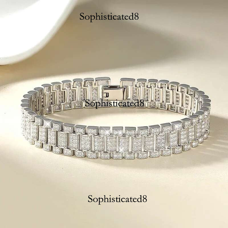 Fashion Cuban Bracelet for Man D VVS1 Moissanite Full Dia with Certificate S Sterg Sier Waterproof Jewelry Bracelets