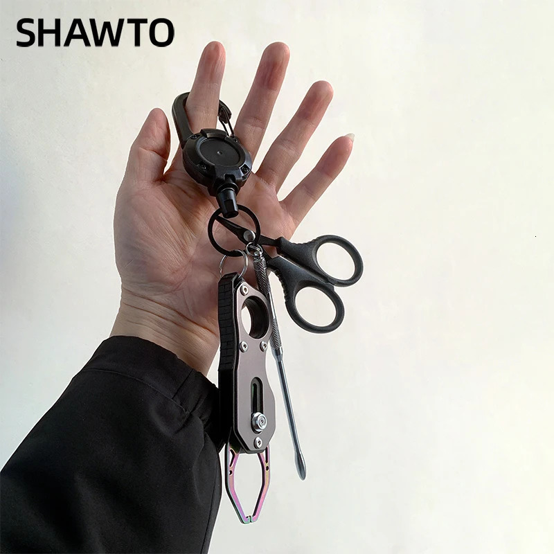 Shawto Aluminum Alloy Lure Pliers Fish Controller Set Multi-functional Spinning Casting Fish Lip Grabber Fishing Equipment Tool 250304