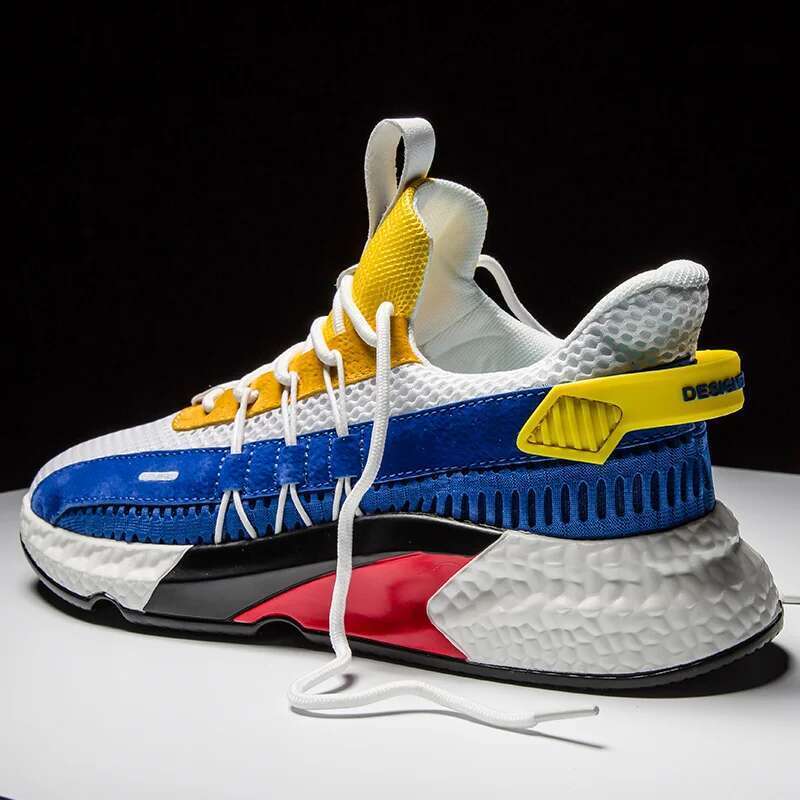 2025 Fashion Platform Sneakers Flying Woven Men Mesh Breathable Casual Men's Shoes Tenis Mascuo atillas Hombre