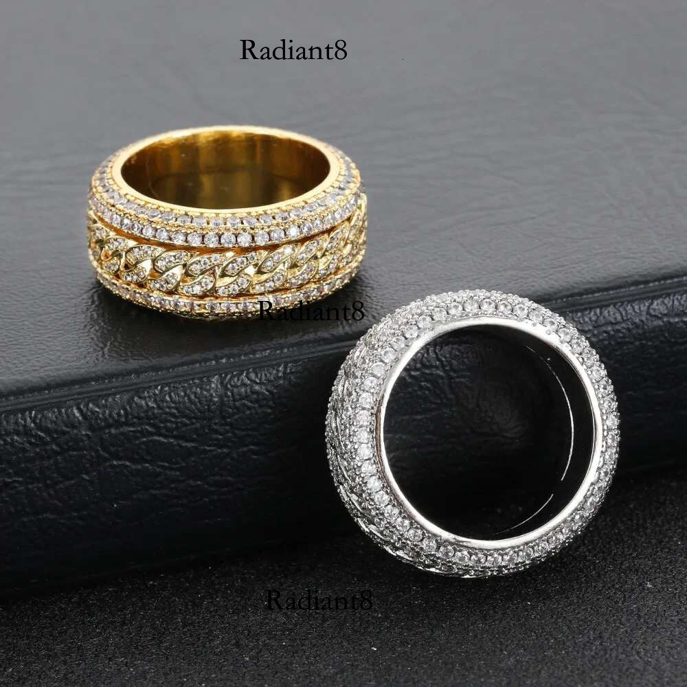 Moissanite Dia Shape Cuban For Men S Sterg Sier Gold Rings 3 Layers Hip Hop Goregous Sparkg Jewelry