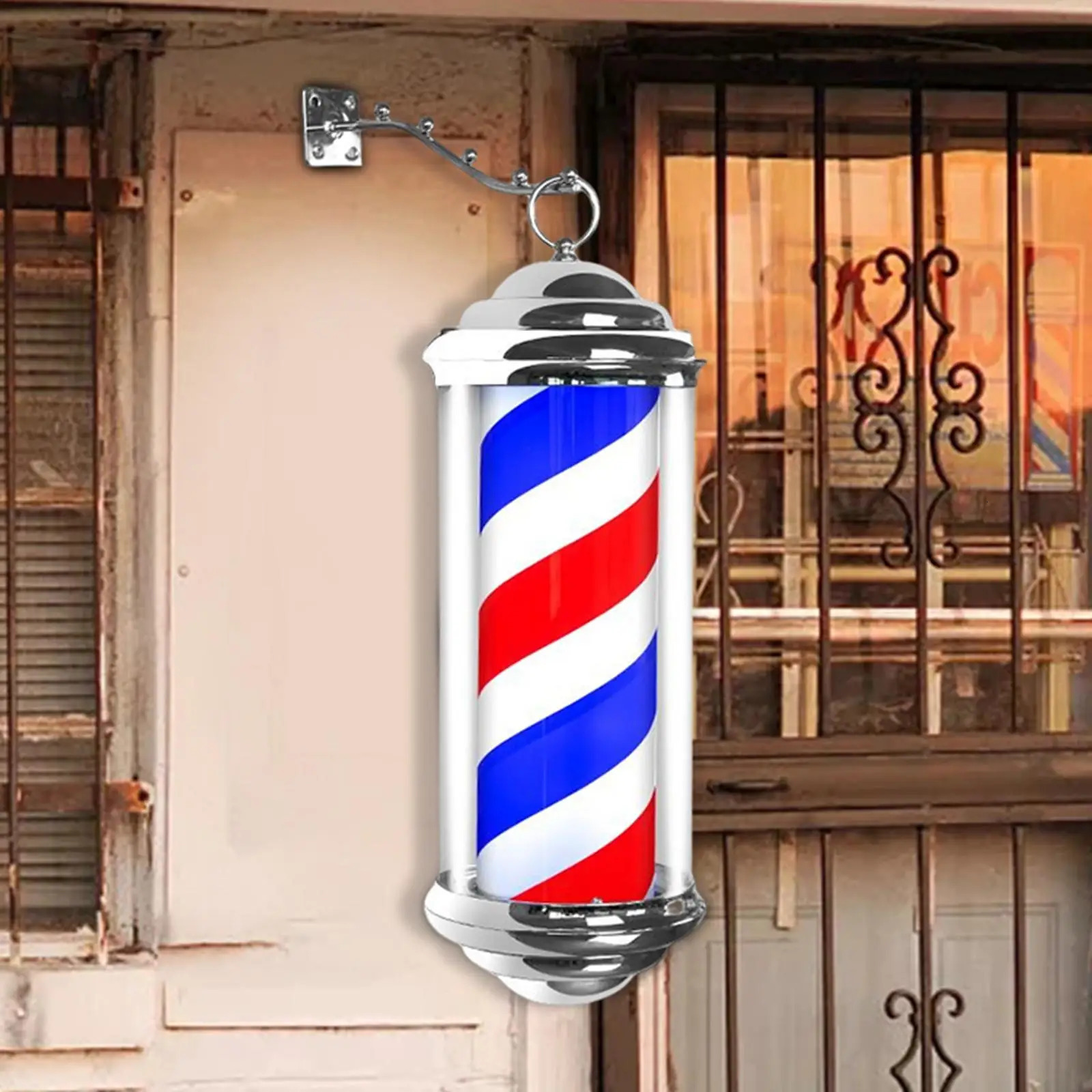40cm LED hair salon logo pole light with red white and blue stripe Roating sand dragon wall hanging light beauty salon light 250304