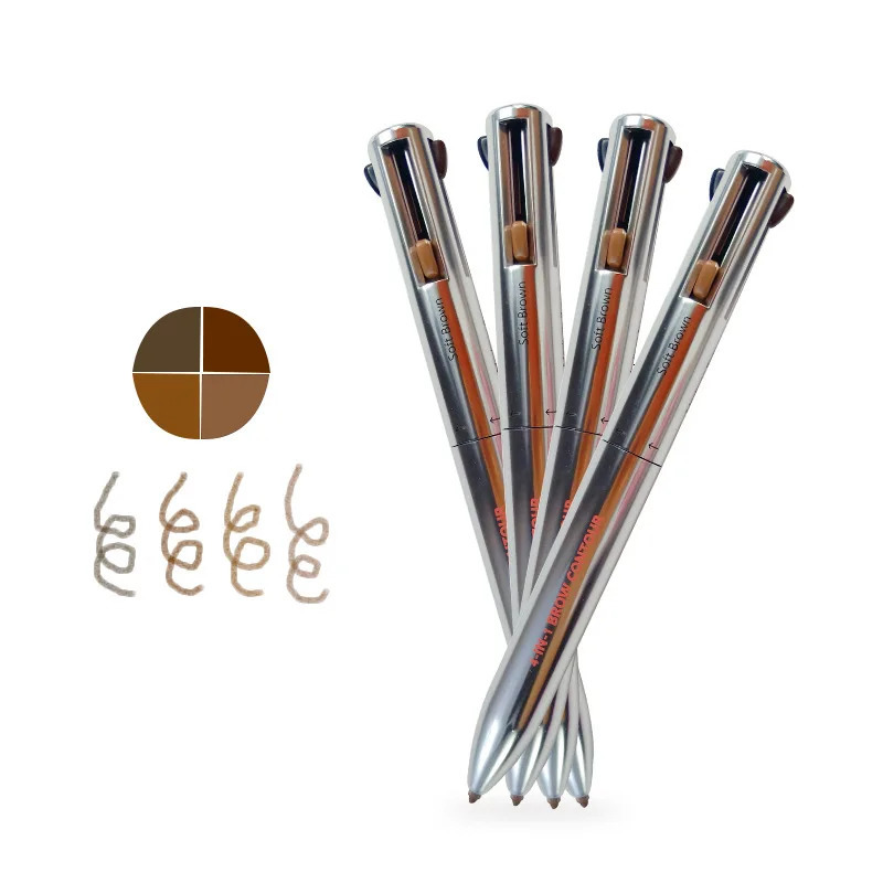 No 4 In 1 Eyebrow Pen Dark Brown Medium Brown Eye Brow Contour Pencil Matte Makeup Waterproof Sweatproof Brow Pen 250222