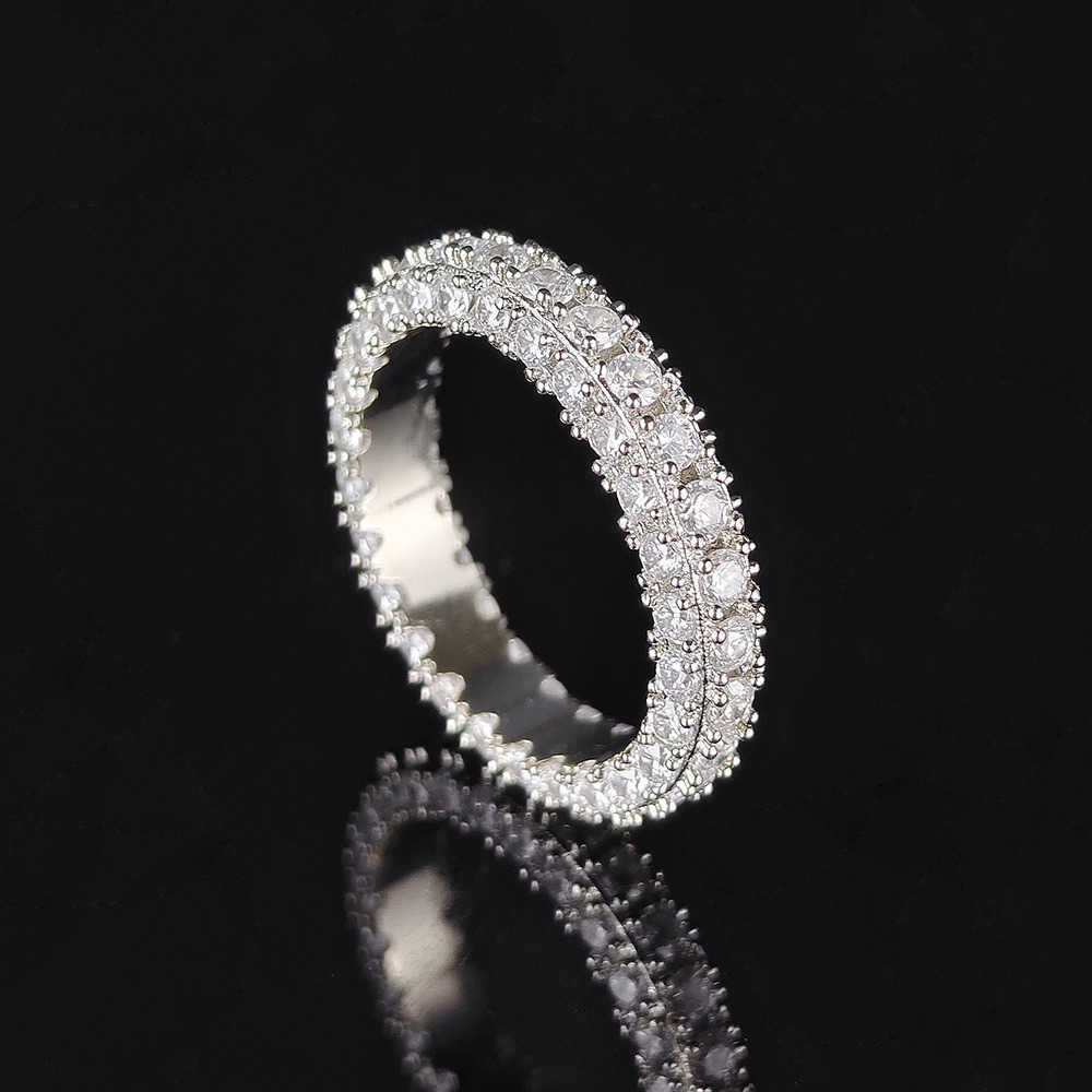 Couple Rings Ins style minimalist three sided zircon design couple ring personalized hip-hop ring R7958 H25303