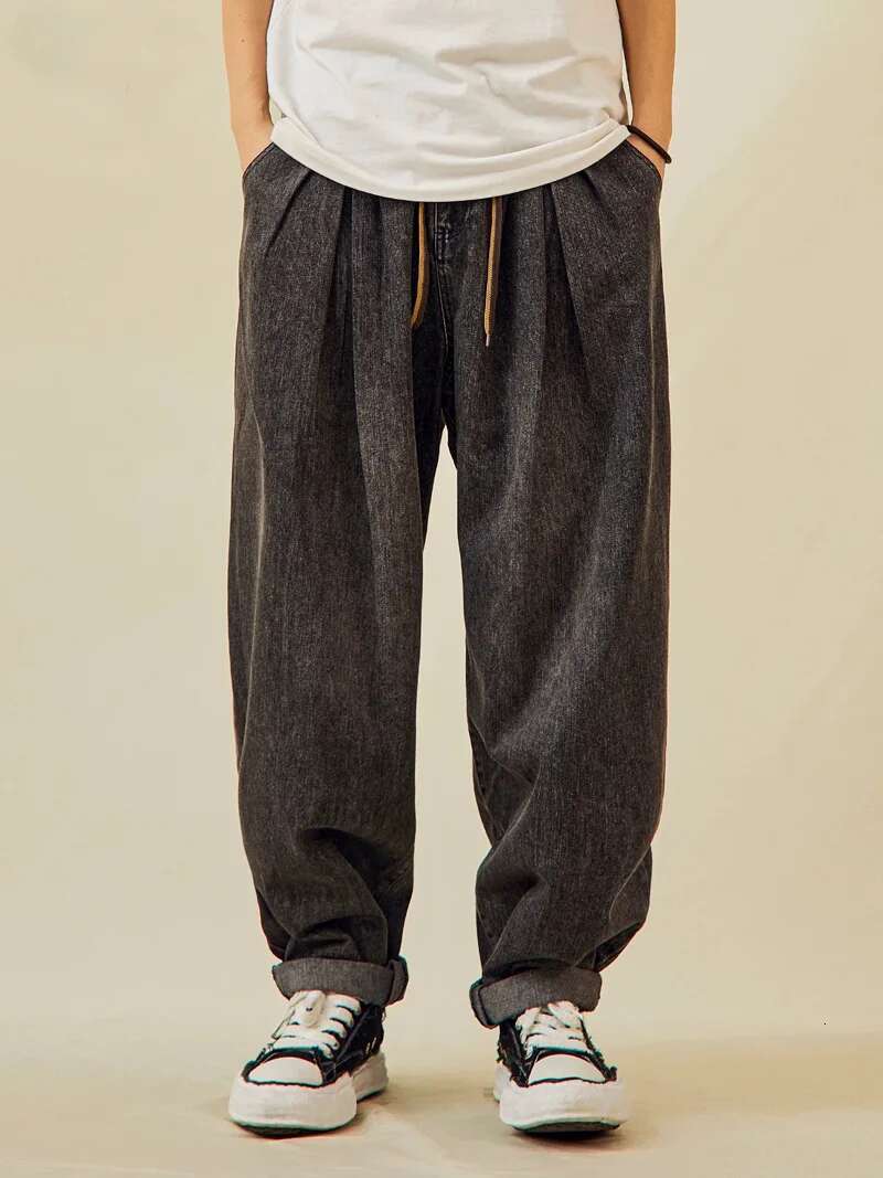 Wide Leg For Men Loose Casual Harem Denim Pants Unisex Japanese Haruku Streetwear Fashion Jeans Trousers Women
