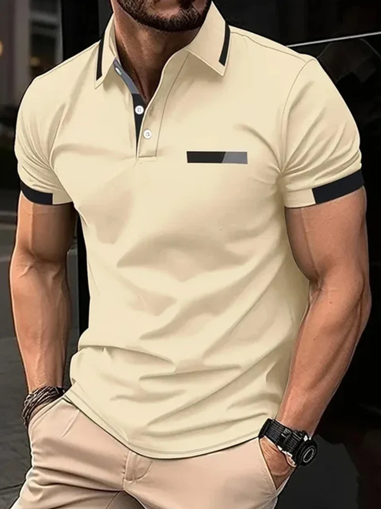 Mens Short Sleeve Polo Shirt Summer Casual Lapel Sports men polos Gift For Men EUROPEAN Measurement 250304
