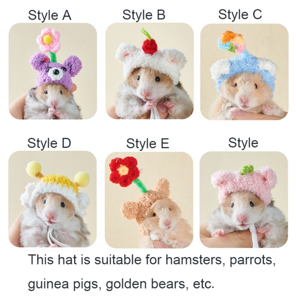 Hand Crocheted Hamster Cap Photo Props Mini Cute Doll Hat Plush Small Pet Hat